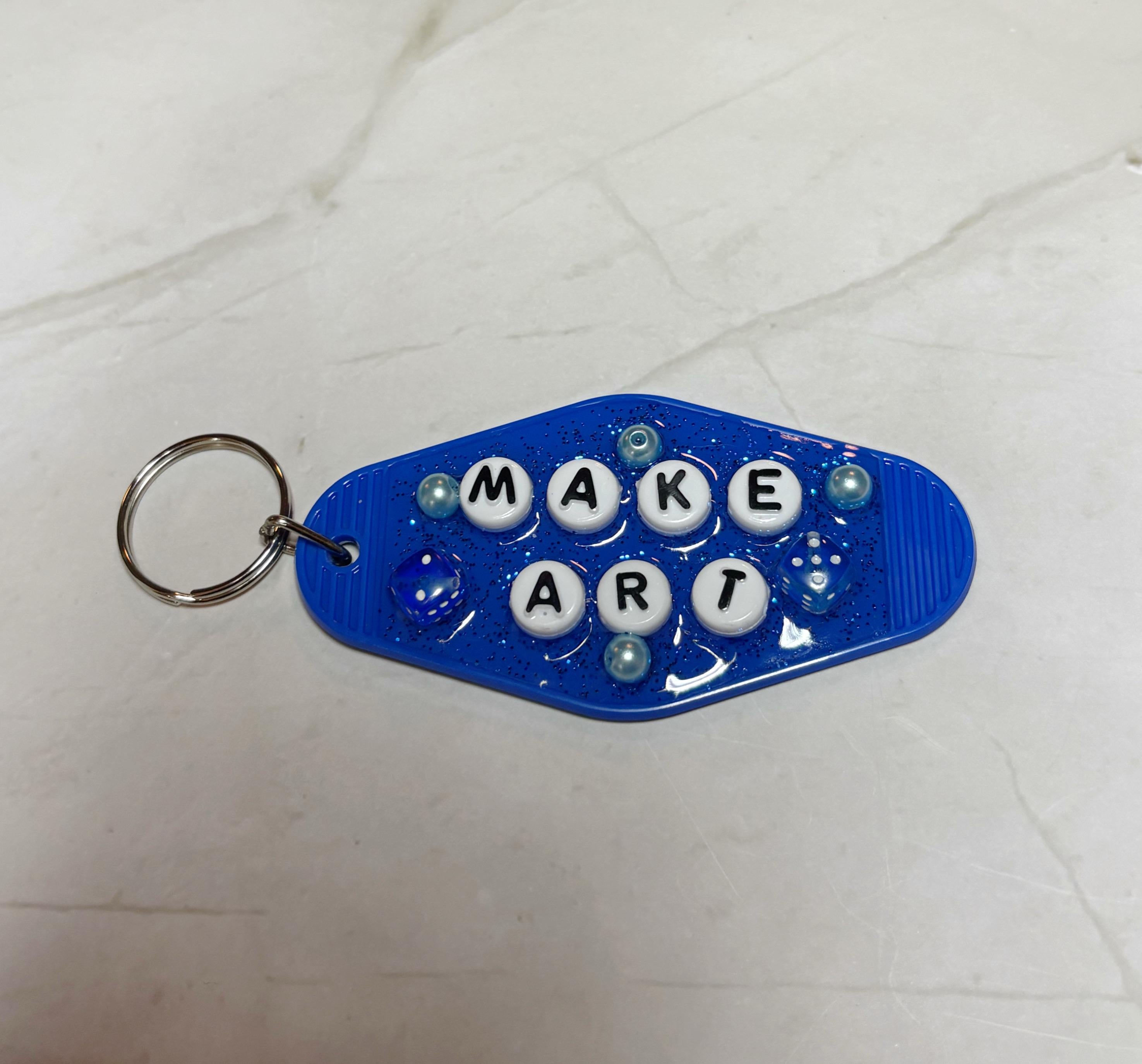 Blue ‘make art ‘ Keychain