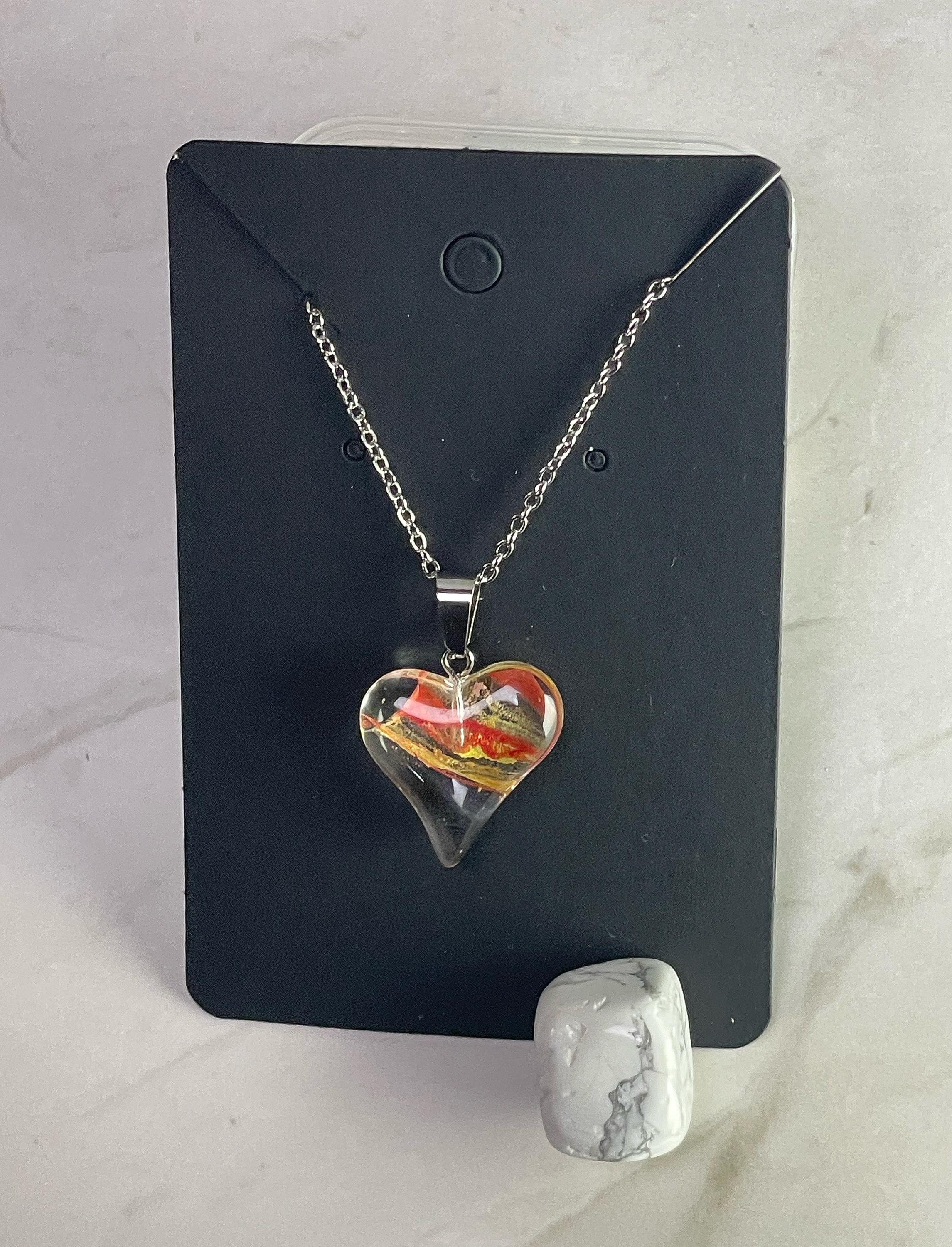 Autumn Blown Glass Heart Necklace