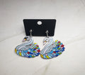 Clip On Faux Stained Glass Swan Earrings