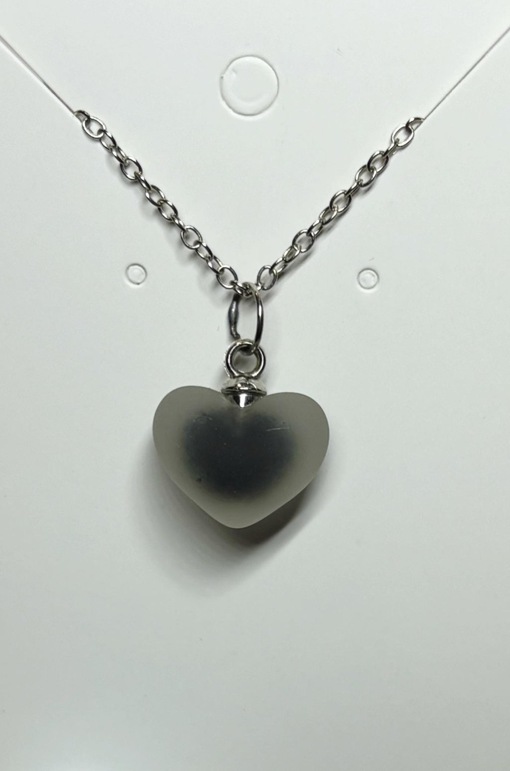 Faux Fogged Glass Heart Necklace | Black