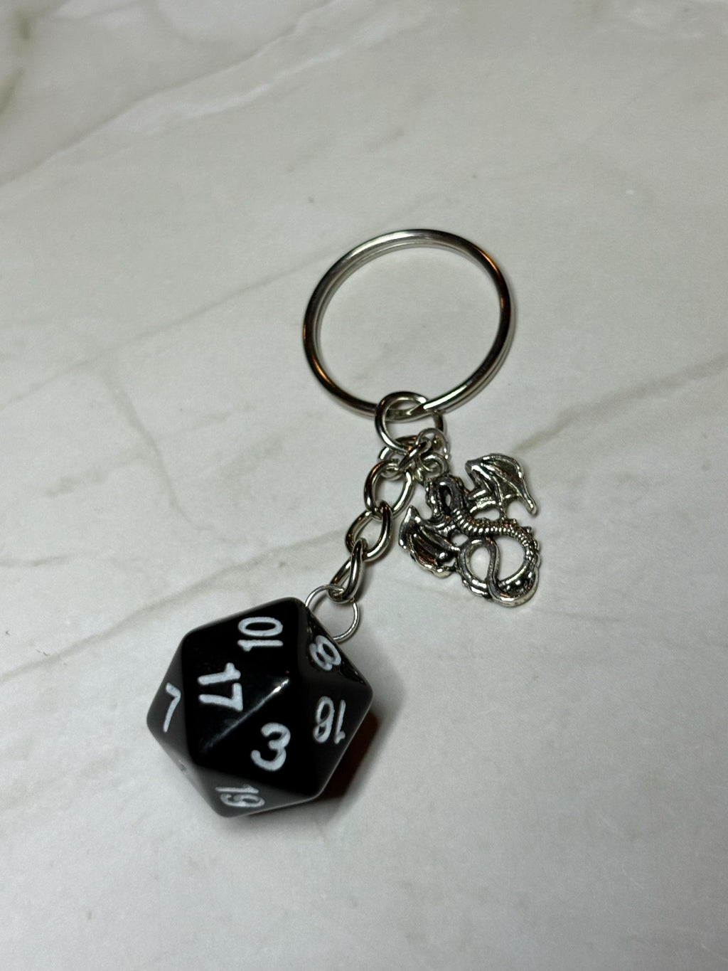 Black D20 Keychain