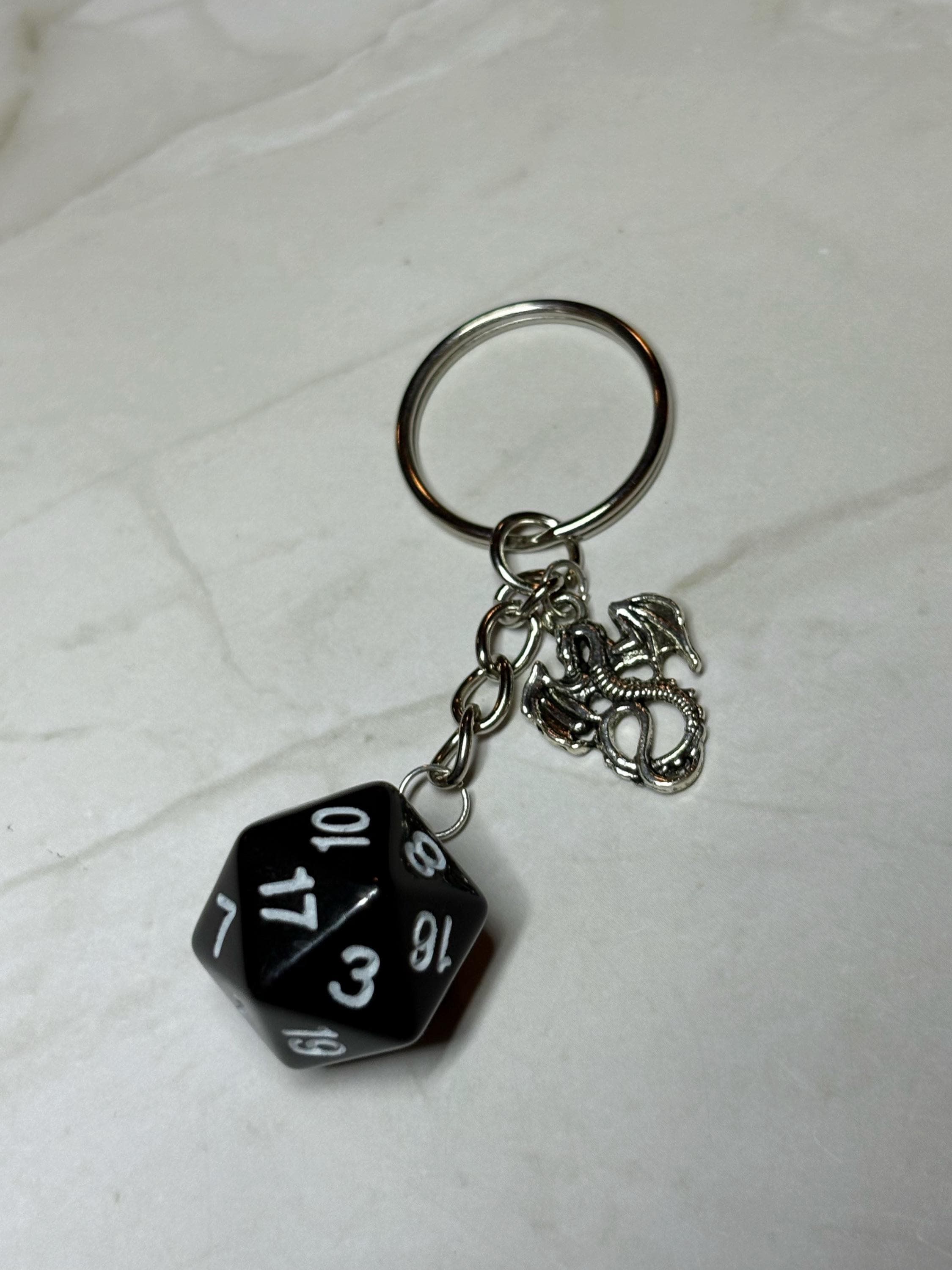 Black D20 Keychain