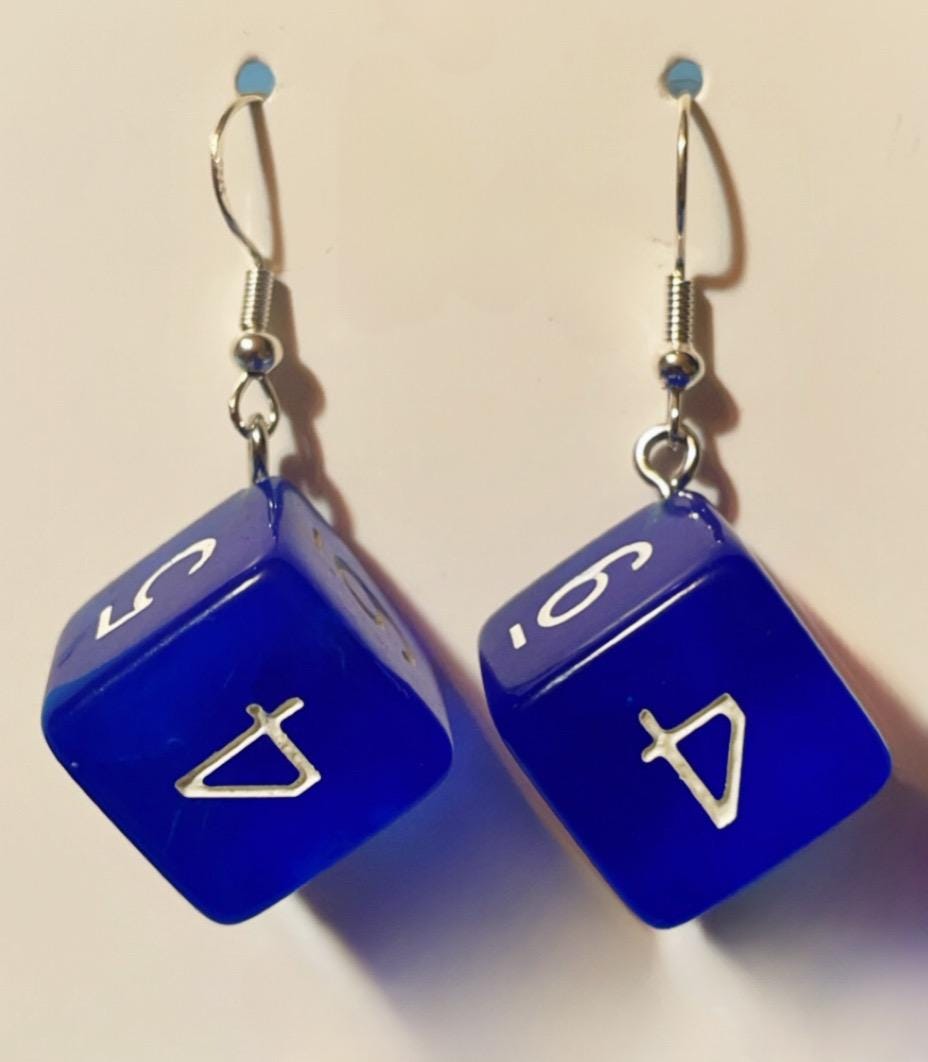 Blue D6 Earrings | Silver