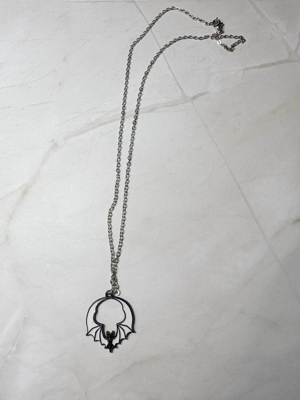 Vampire Goth Bat Necklace | Black & White