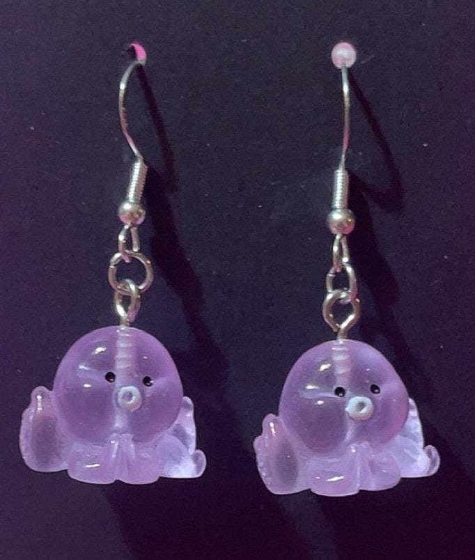 Purple Octopus Earrings