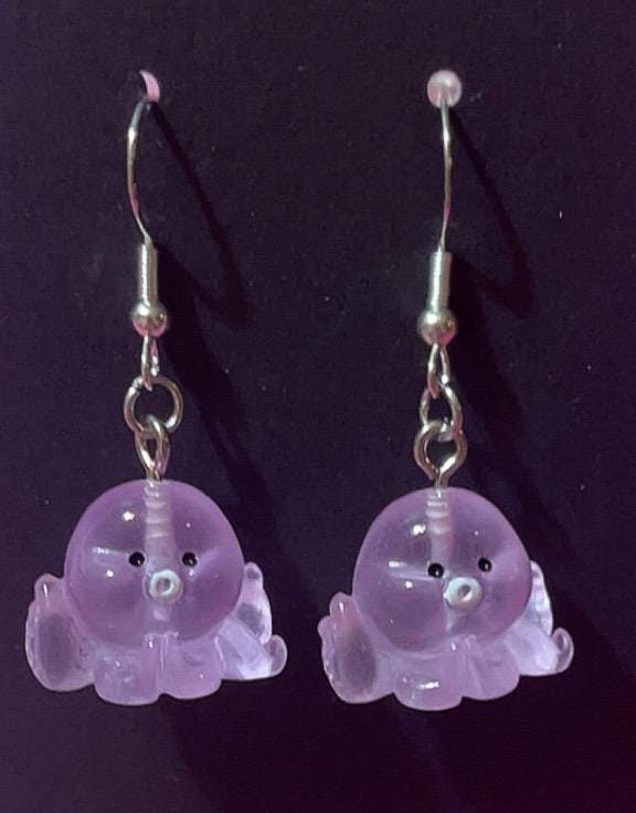 Purple Octopus Earrings