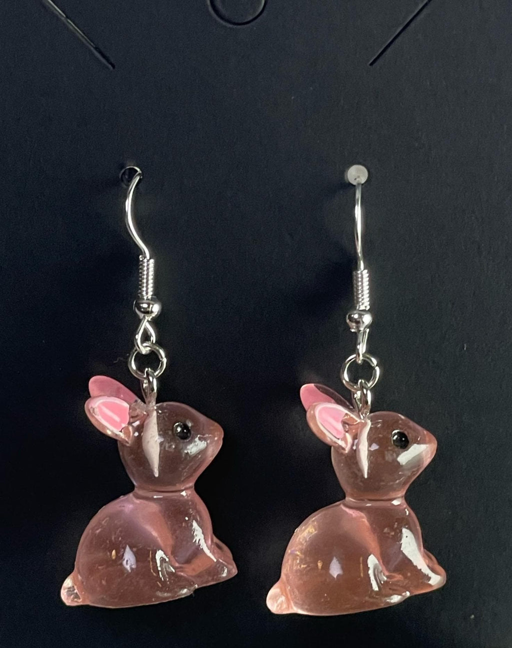 Pink Glitter Bunny Earrings