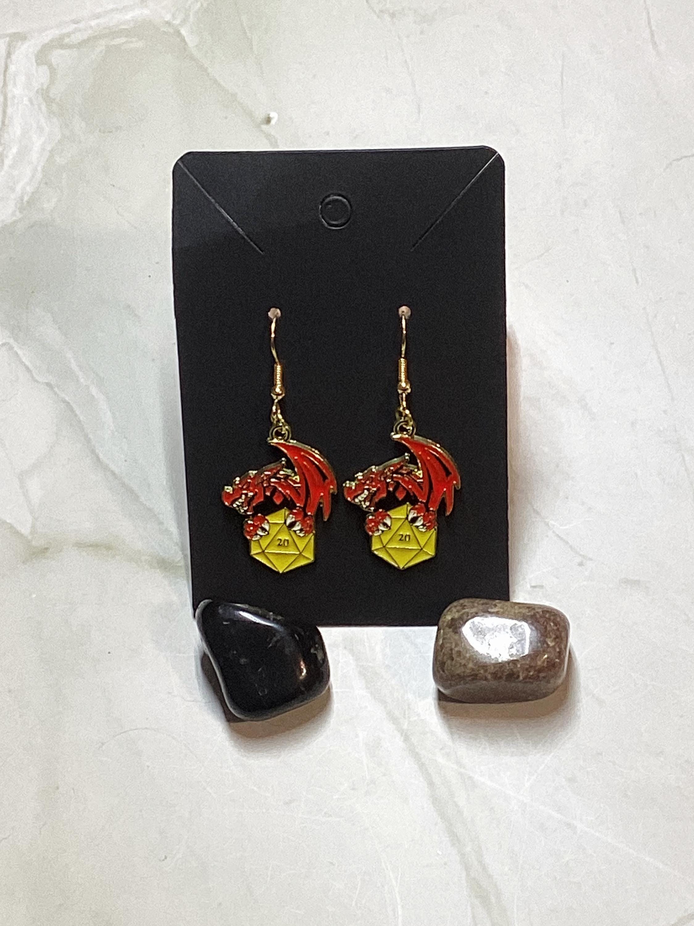 D20 Dragon Earrings