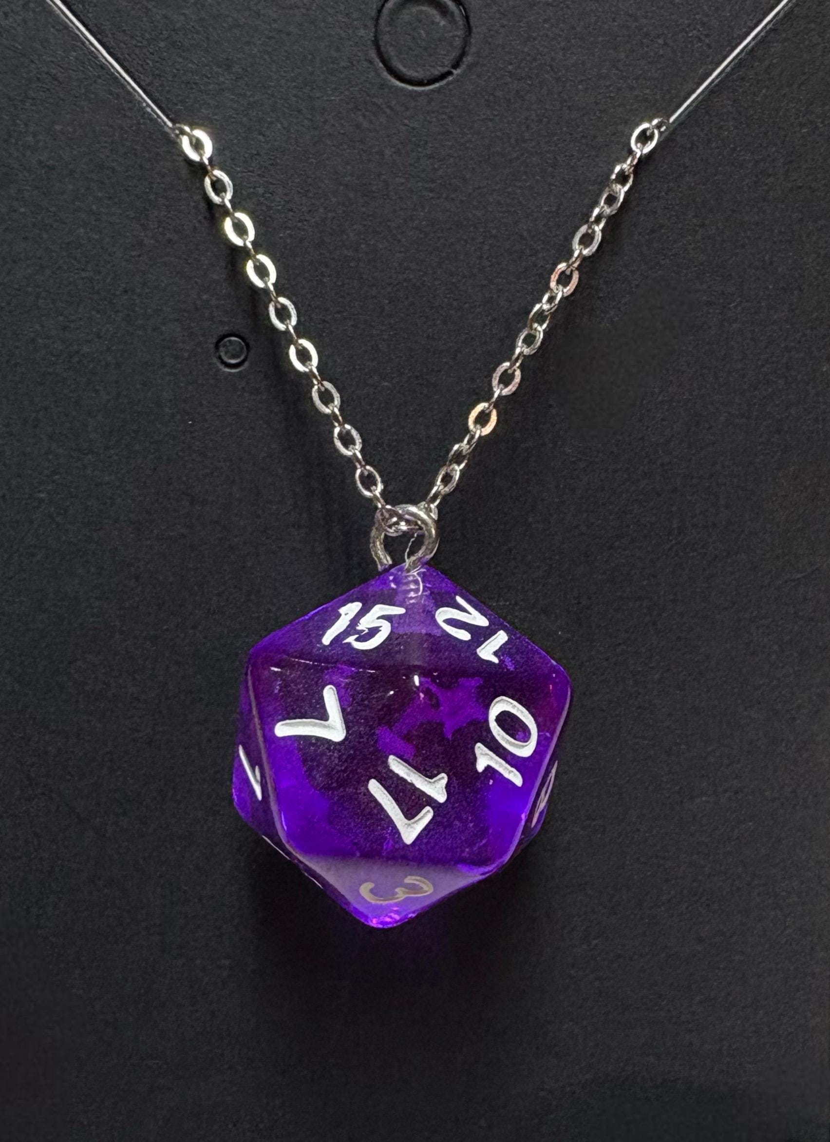 Purple D20 Necklace