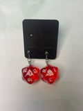 Red & Silver D20 Clip On Earrings