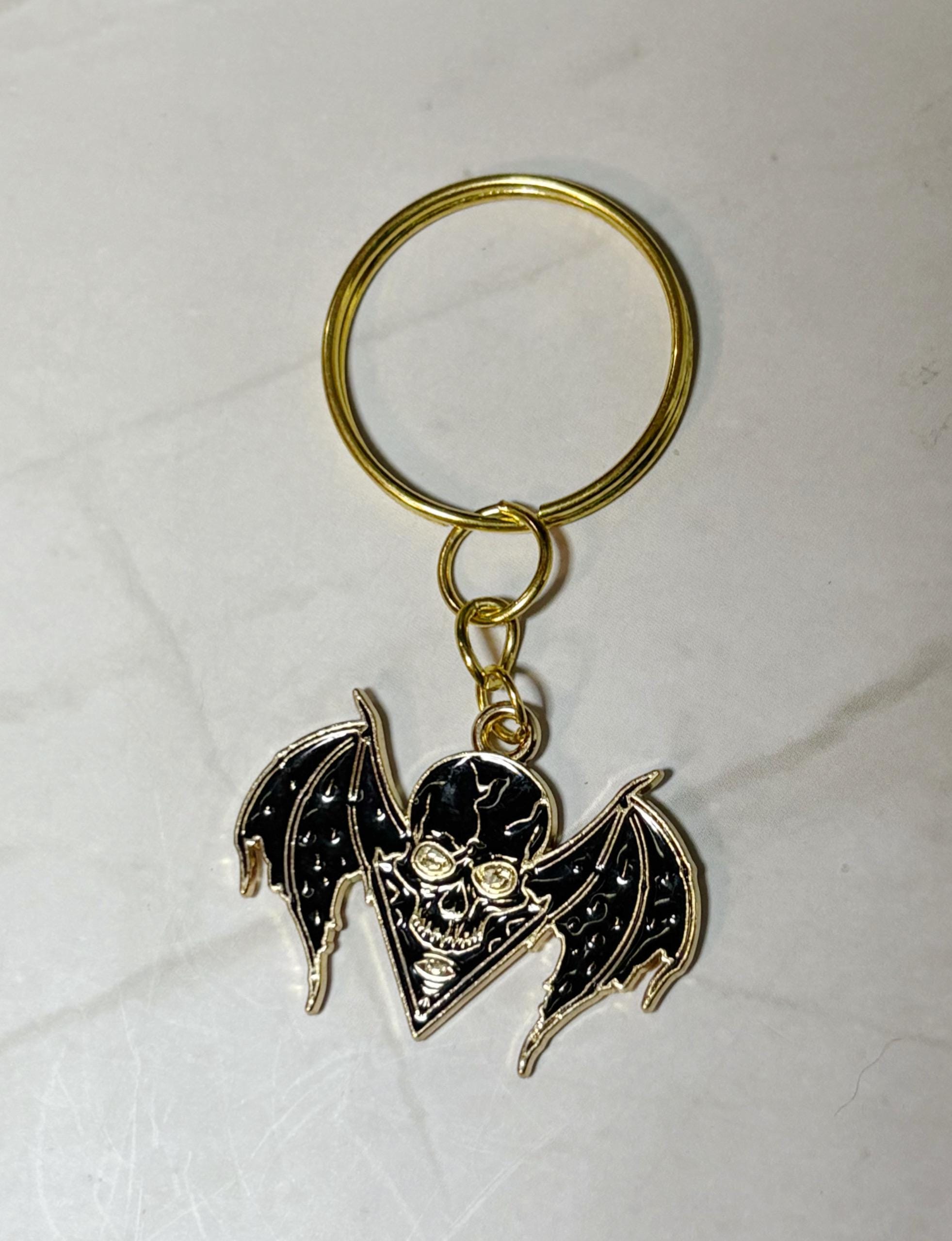 Black and Gold Gothic Bat Keychain