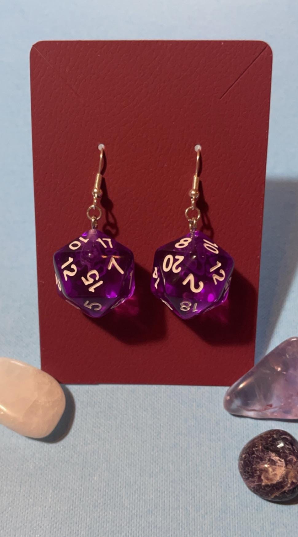 Purple D20 Earrings | Silver| Dungeons and Dragons