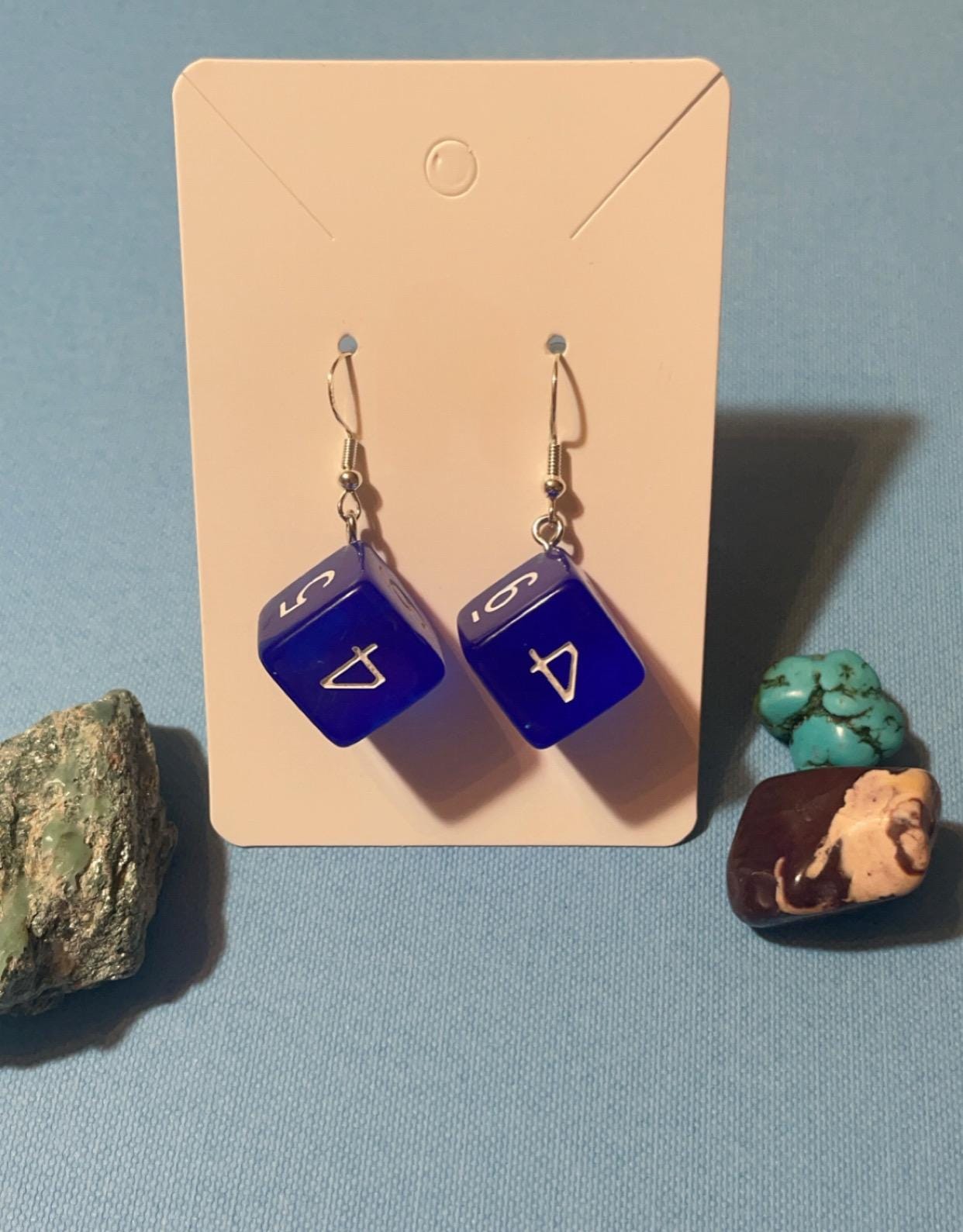 Blue D6 Earrings | Silver