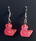 Hot Pink Glitter Duck Earrings