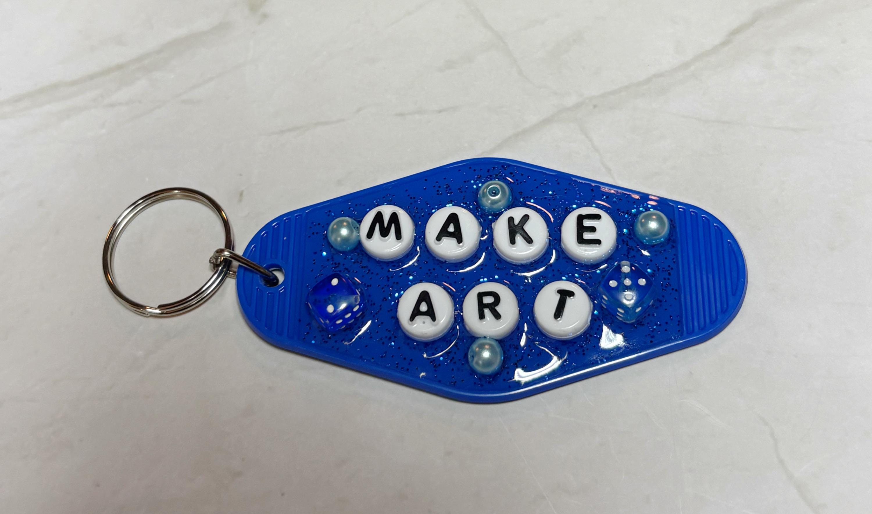 Blue ‘make art ‘ Keychain