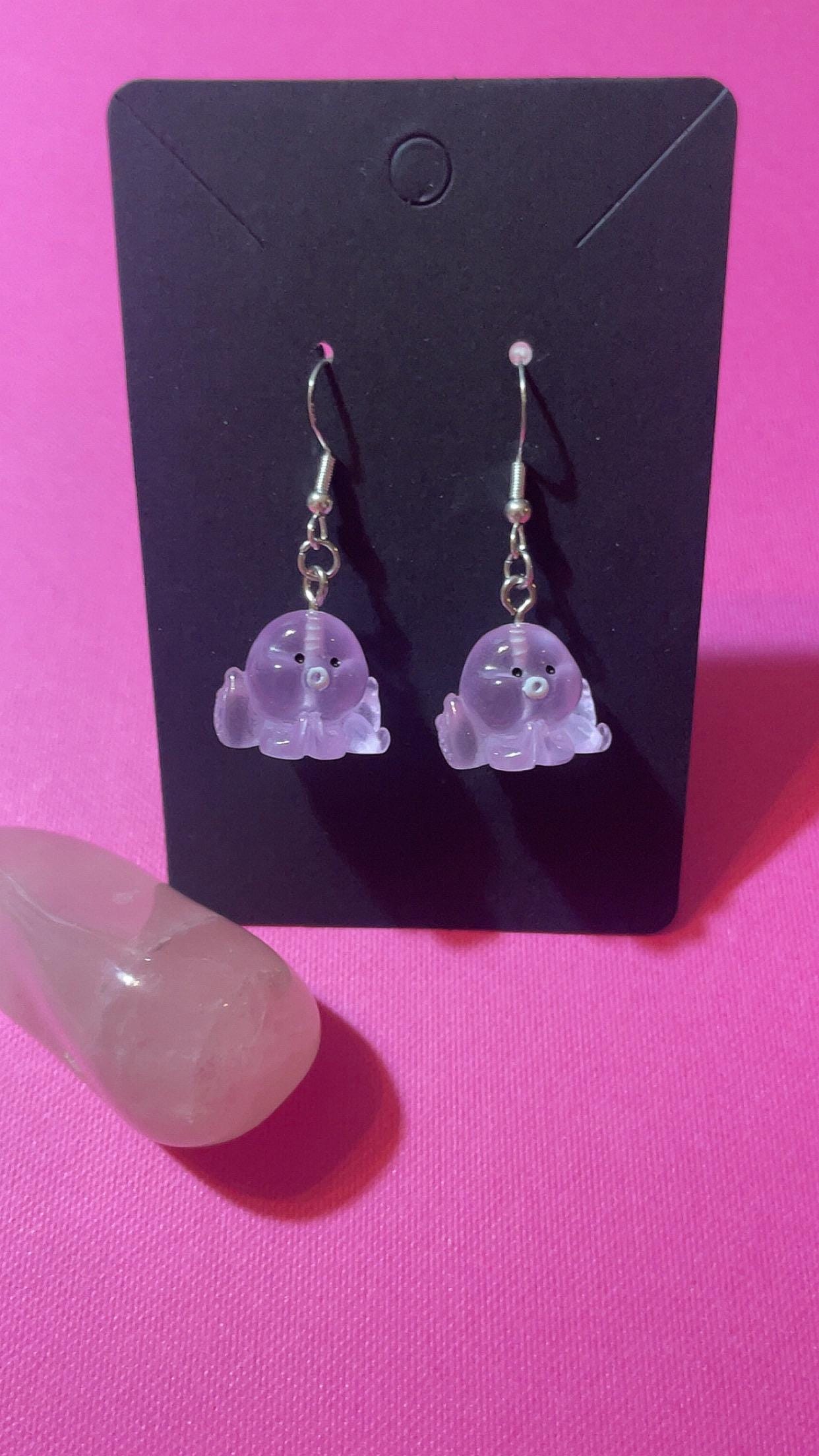 Purple Octopus Earrings