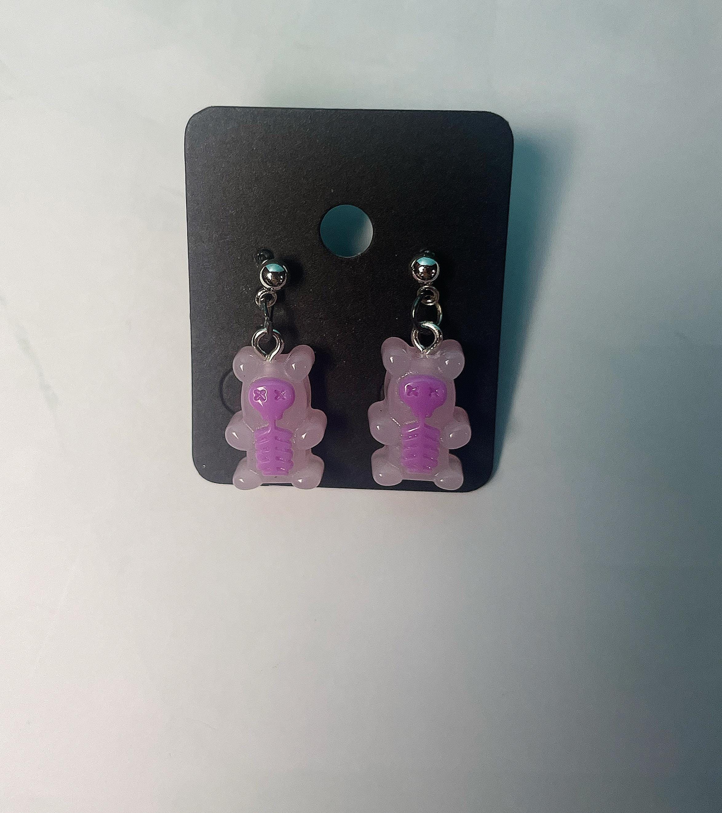 Purple Skeleton Gummy Bear Studs