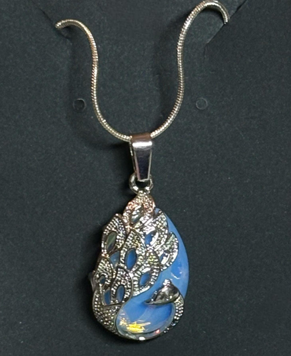 Moonstone Peacock Pendant Necklace