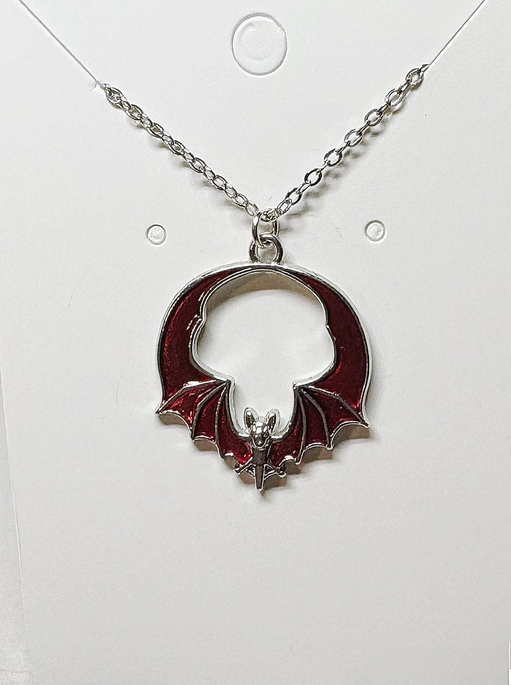 Metallic Vampire Goth Bat Necklace | Red