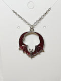 Metallic Vampire Goth Bat Necklace | Red