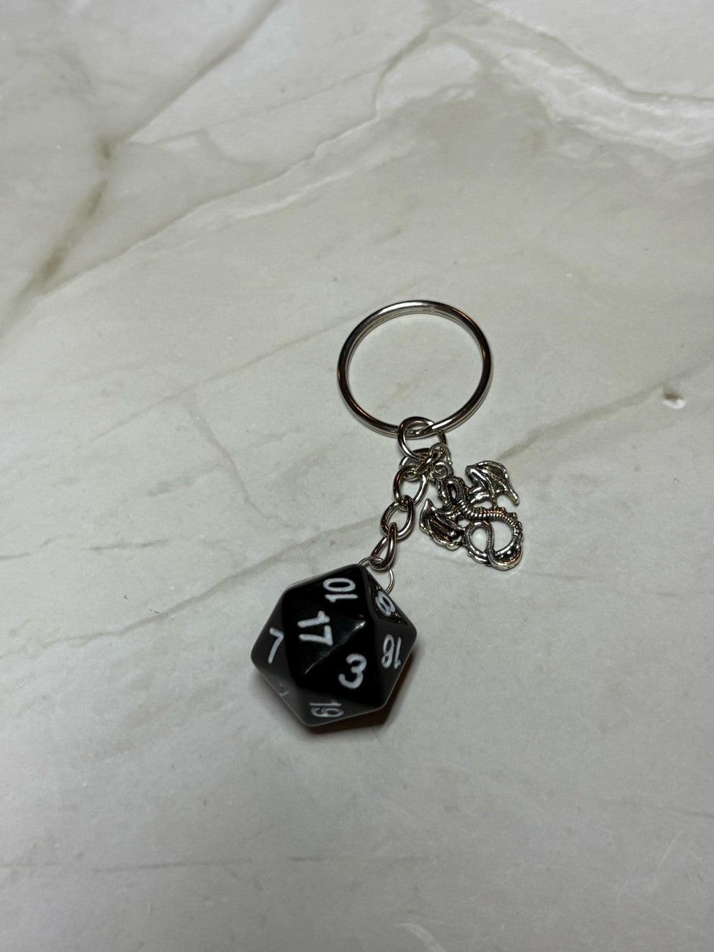Black D20 Keychain