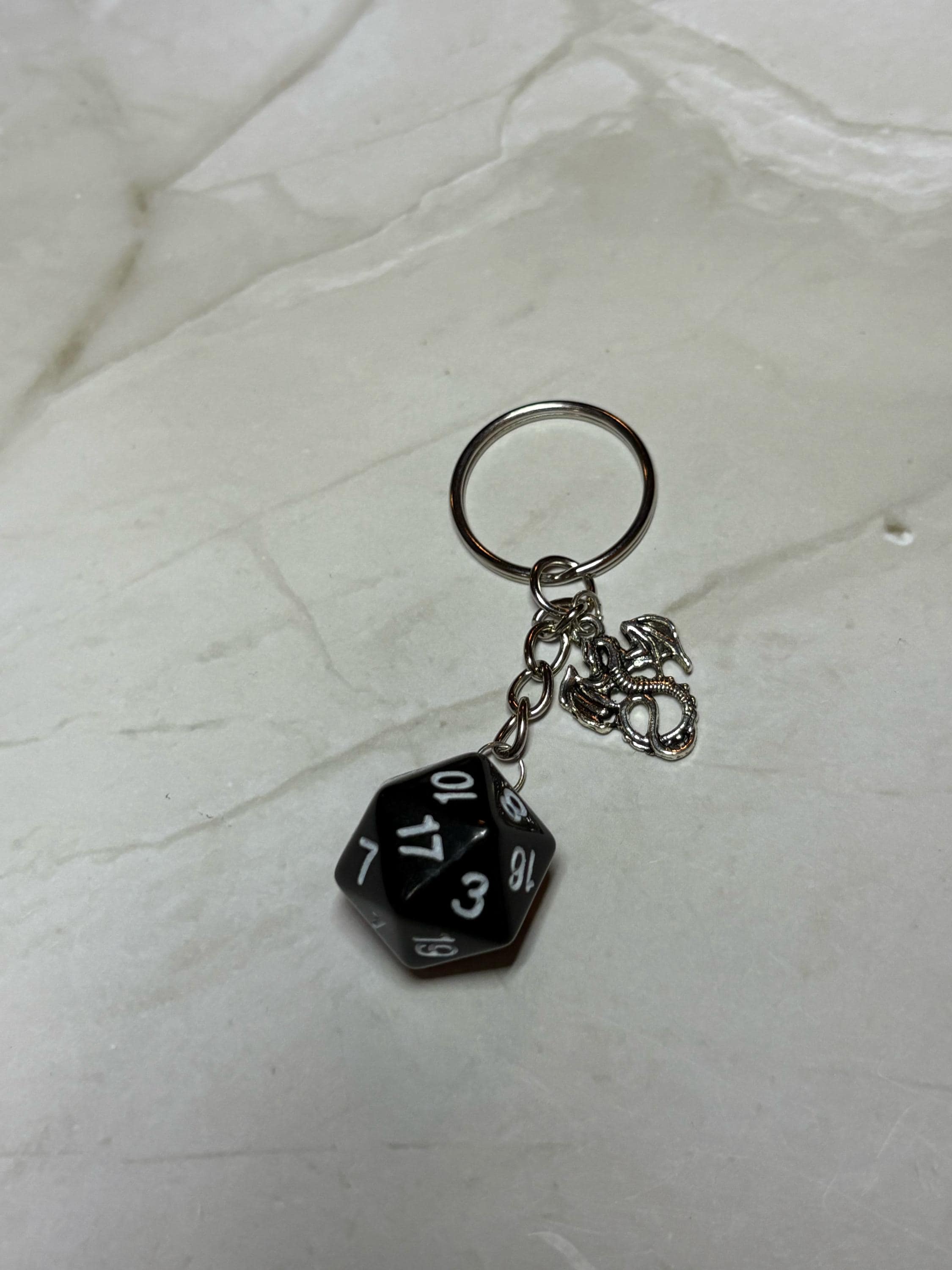 Black D20 Keychain