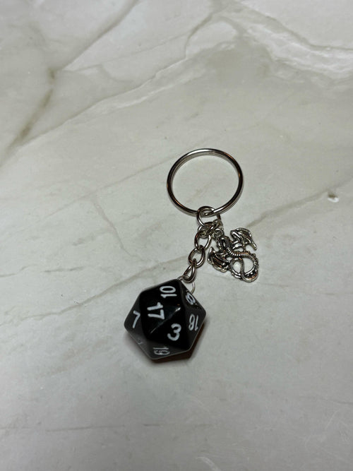 Black D20 Keychain