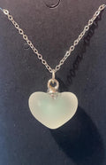 Clear Faux Fogged Glass Heart Necklace | 18inch