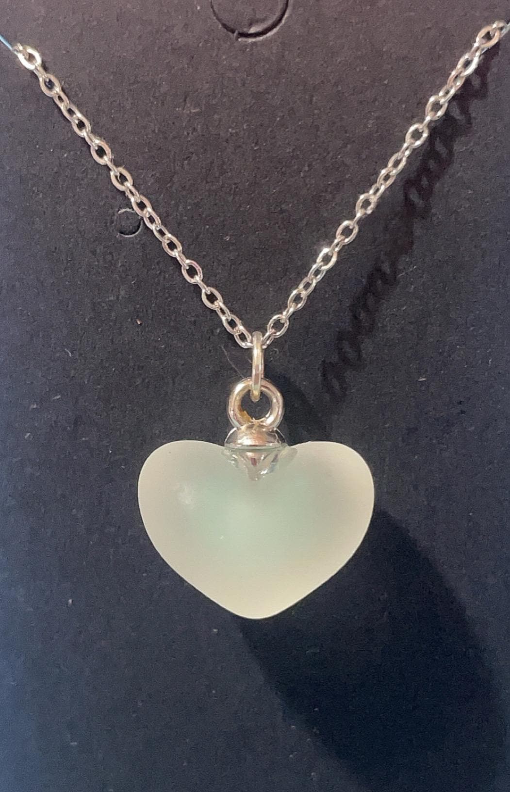 Clear Faux Fogged Glass Heart Necklace | 18inch