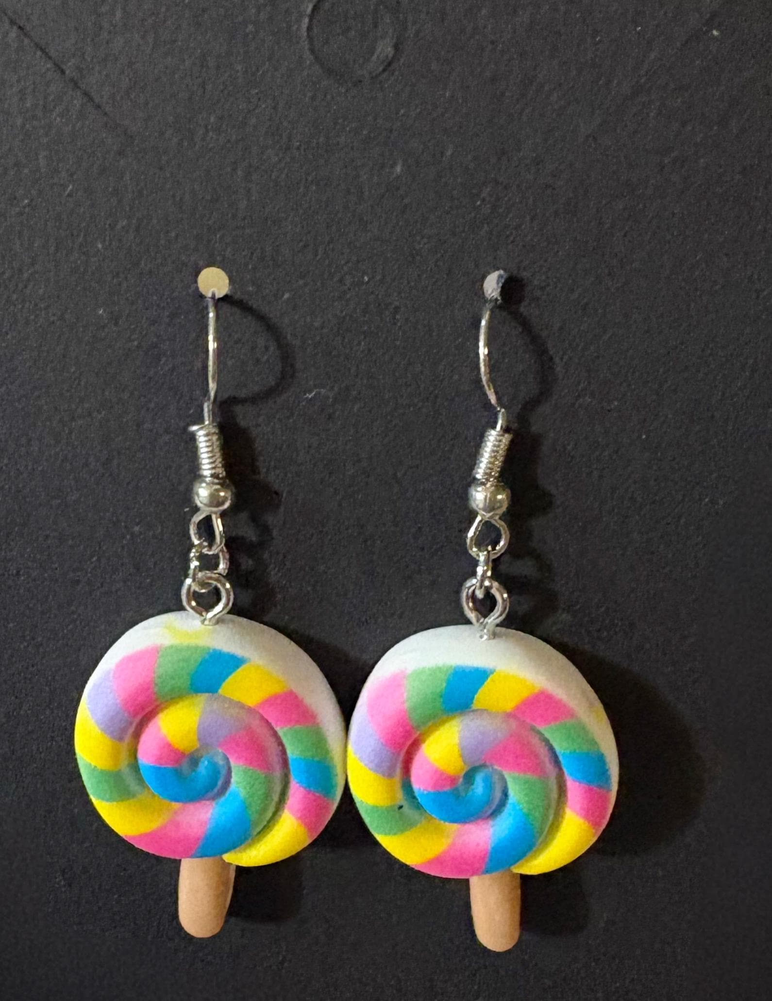 Lollipop Earrings: Silicone Candy Charms on Stainless Steel