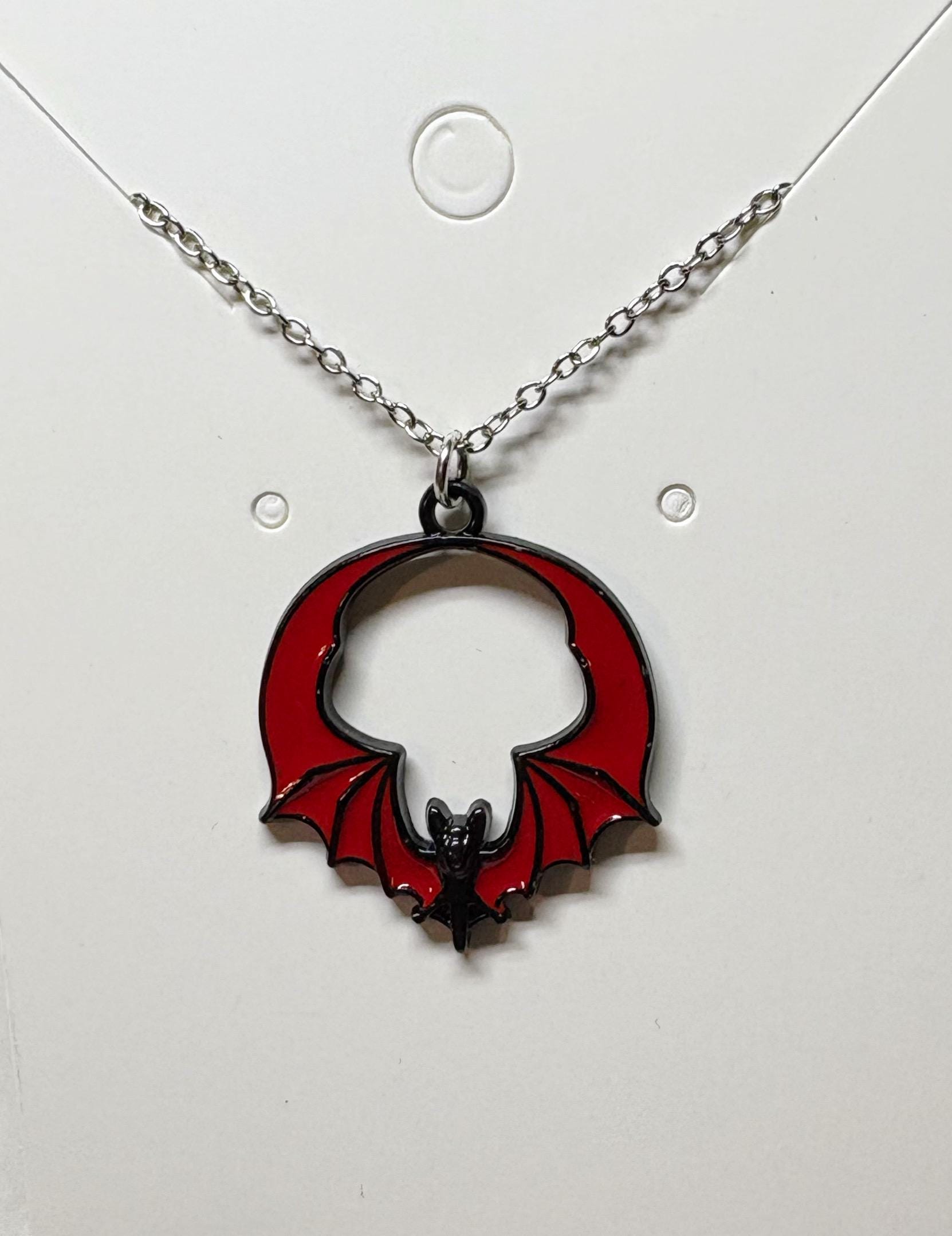 Vampire Goth Bat Necklace | Red