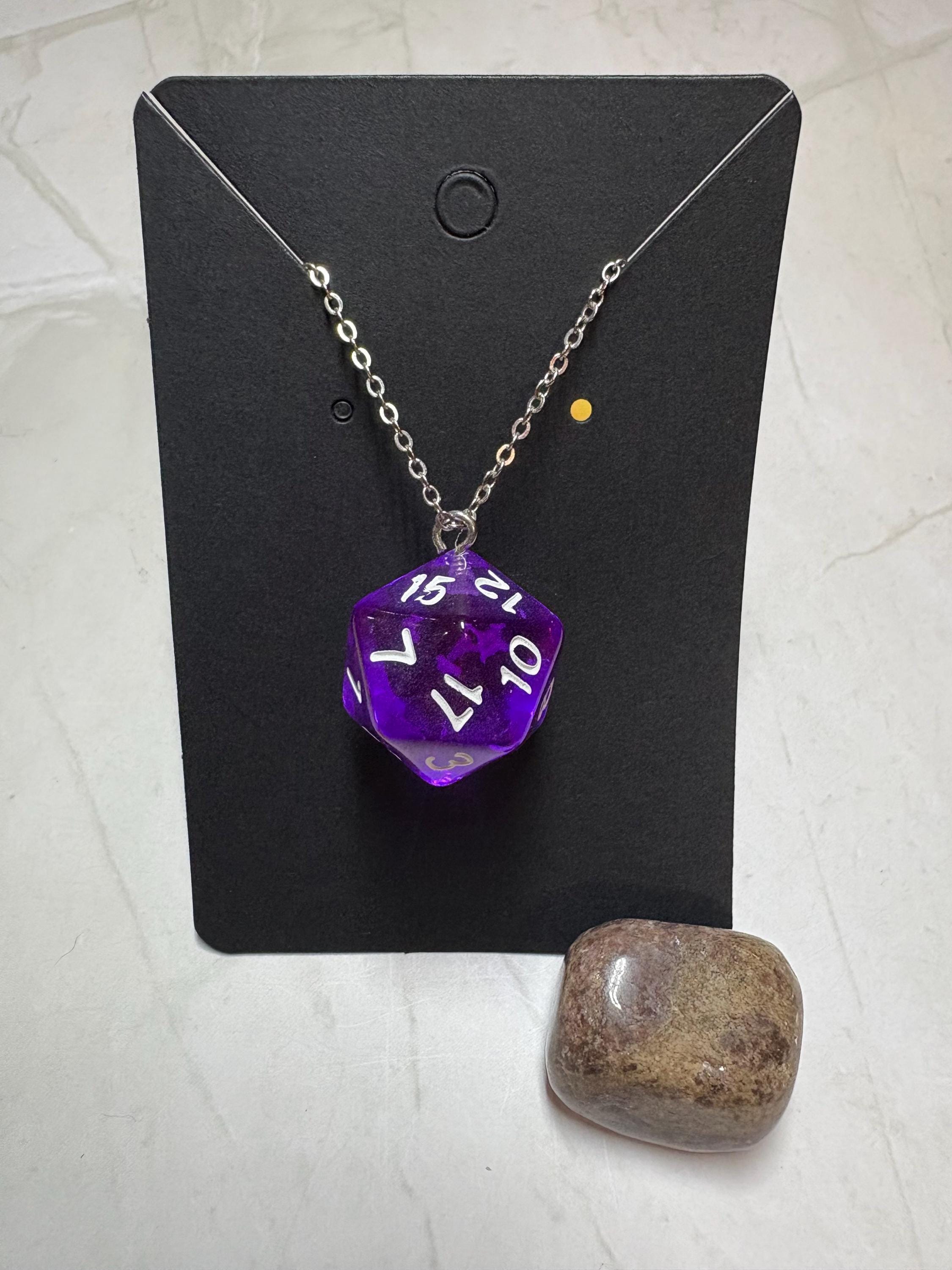 Purple D20 Necklace