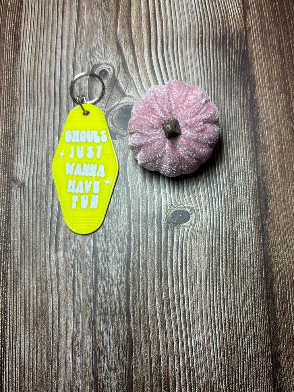 Ghouls just wanna have fun yellow motel keychain