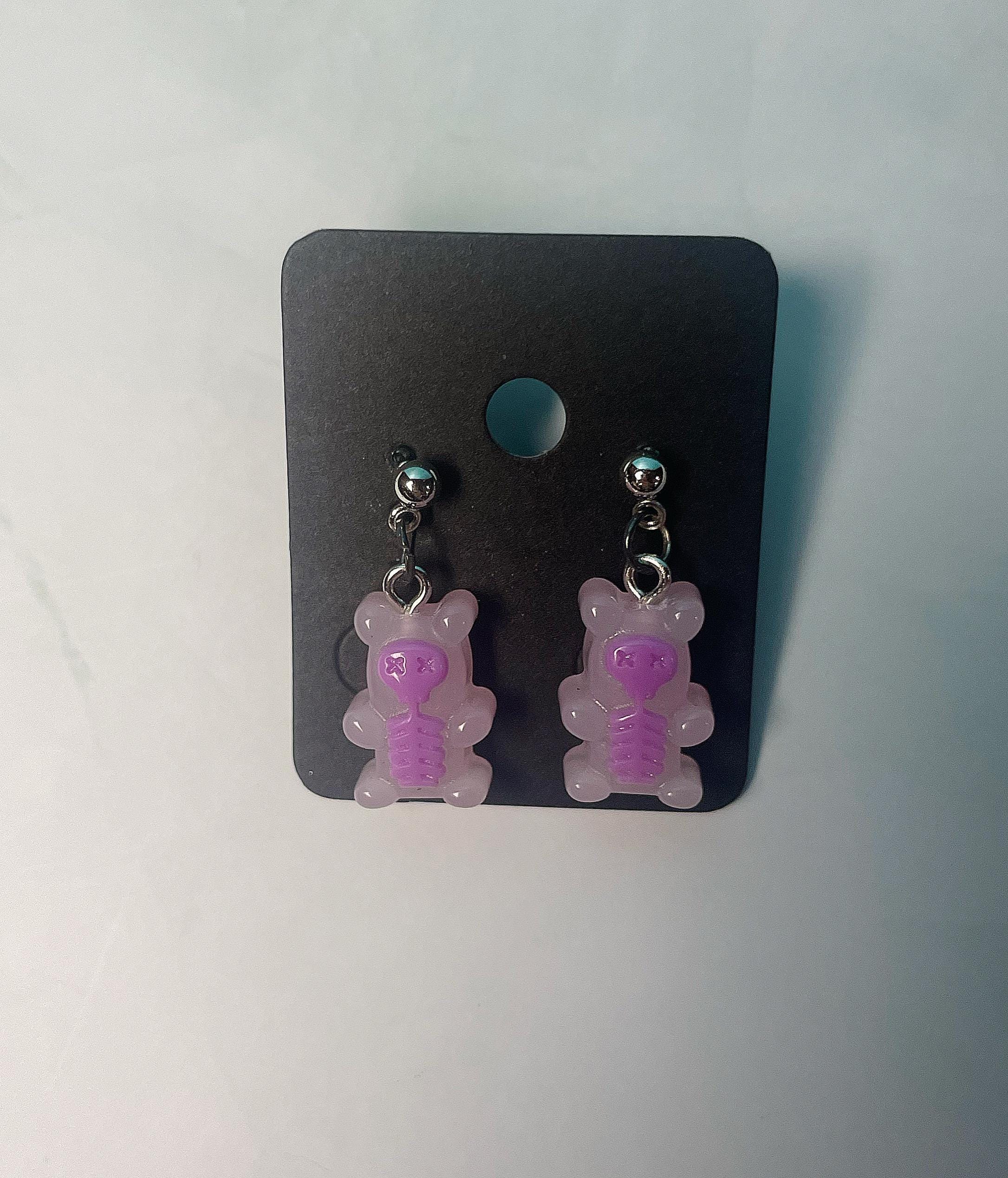 Purple Skeleton Gummy Bear Studs
