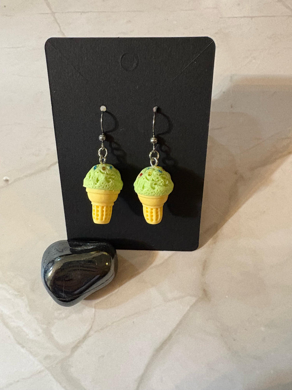 Pistachio Plastic Ice Cream Earrings