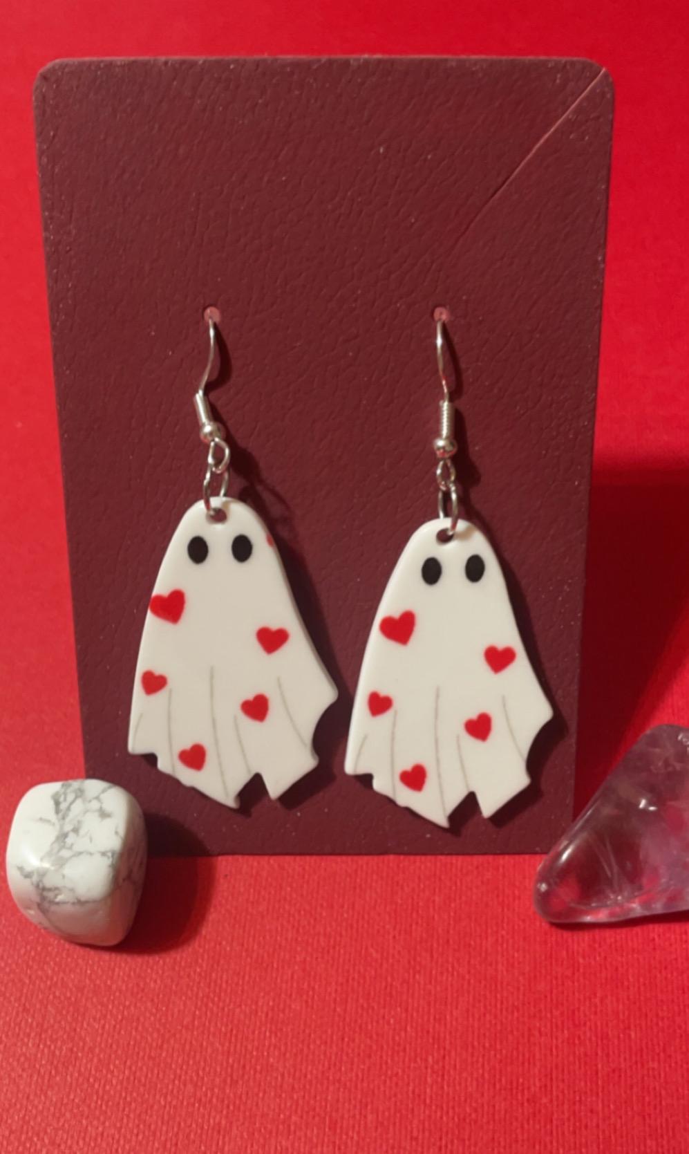 Heart / Love Ghost Drop Earrings