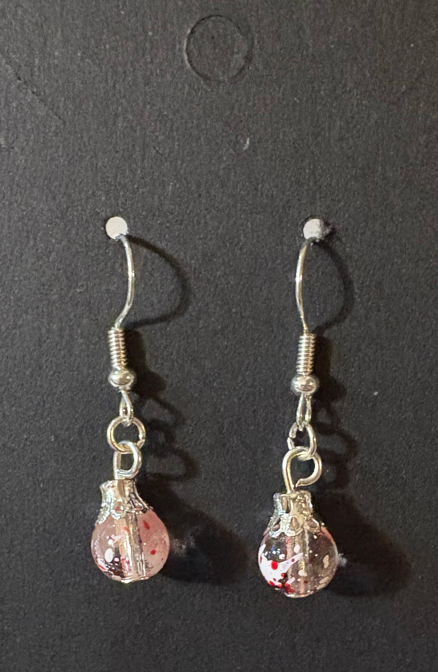 Pink Glass Globe Earrings