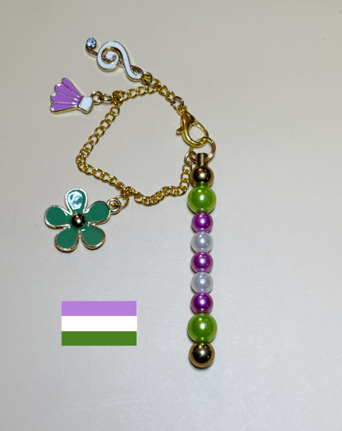 Genderqueer hidden pride flag bag charm