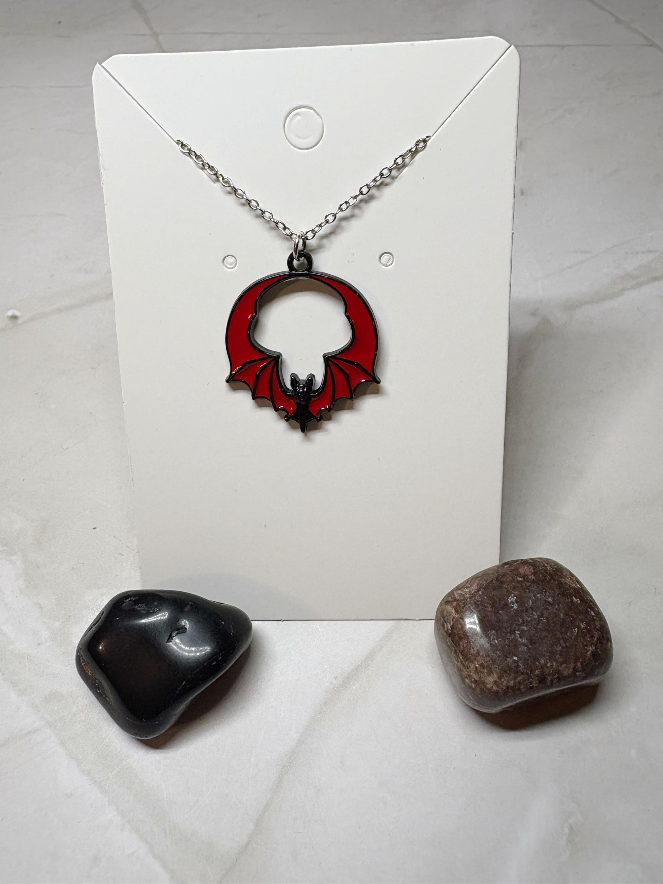 Vampire Goth Bat Necklace | Red