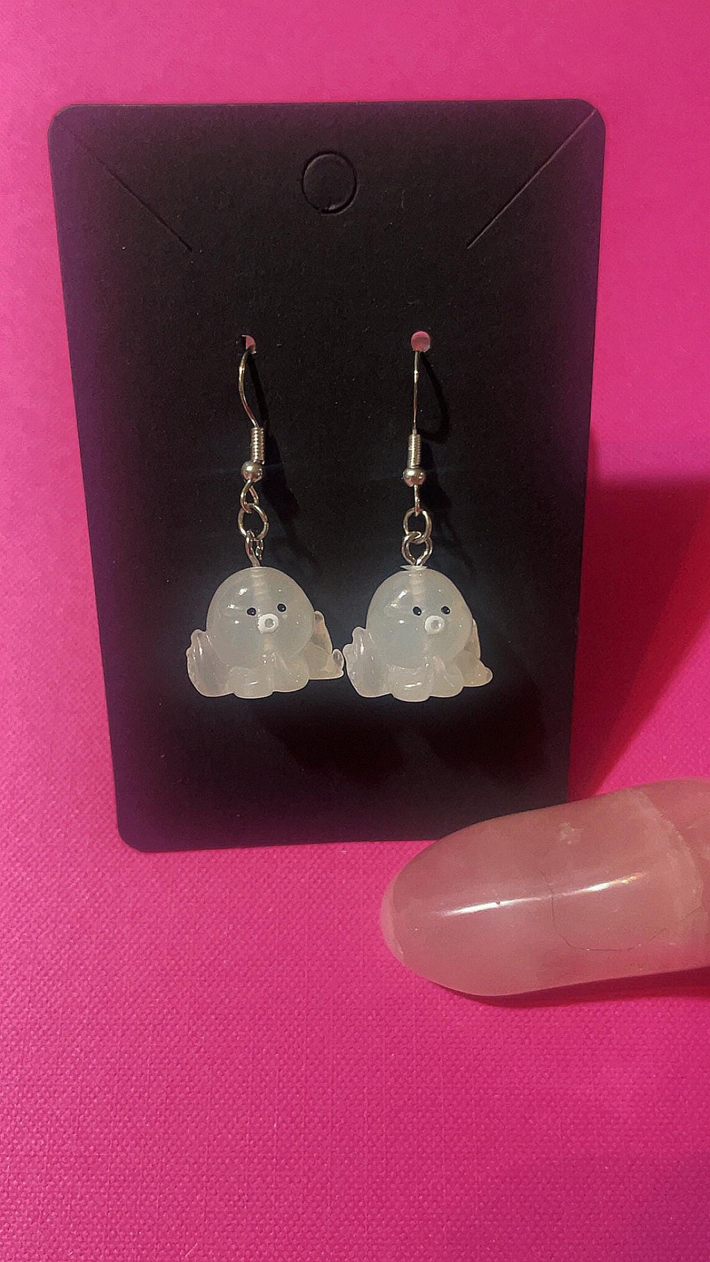 White Octopus Earrings