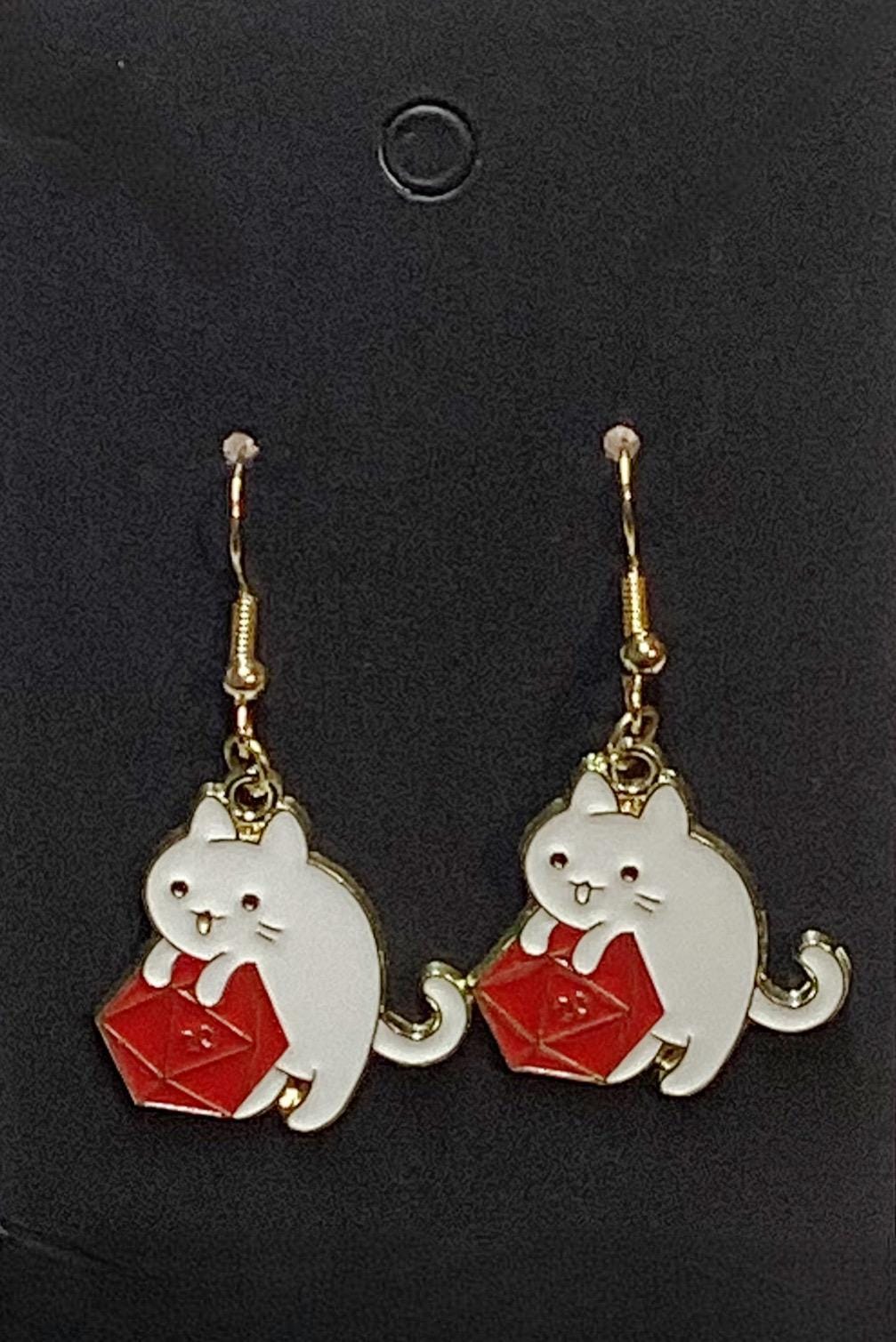 D20 Cat Earrings
