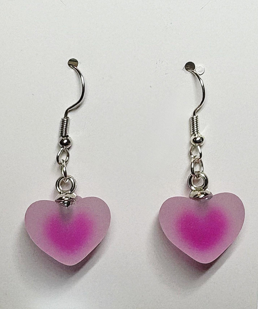 Faux Fogged Glass Heart Earrings | PINK