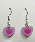 Faux Fogged Glass Heart Earrings | PINK