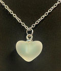 Faux Fogged Glass Heart Necklace | White