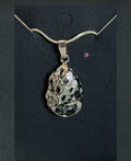 Snowflake Obsidian Peacock Pendant Necklace