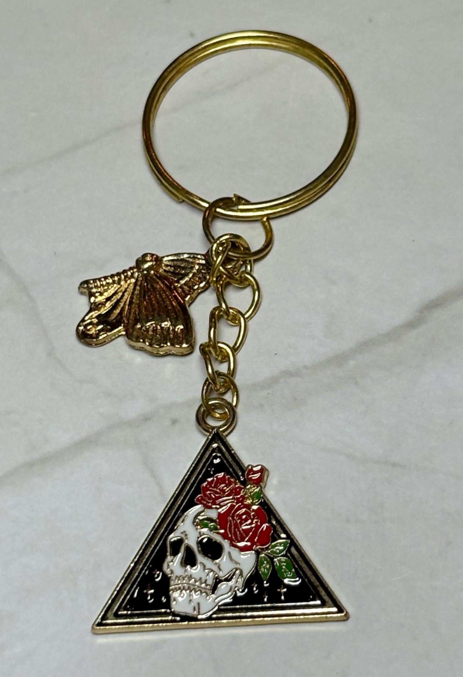 Gold Goth Butterfly/ Skull Keychain