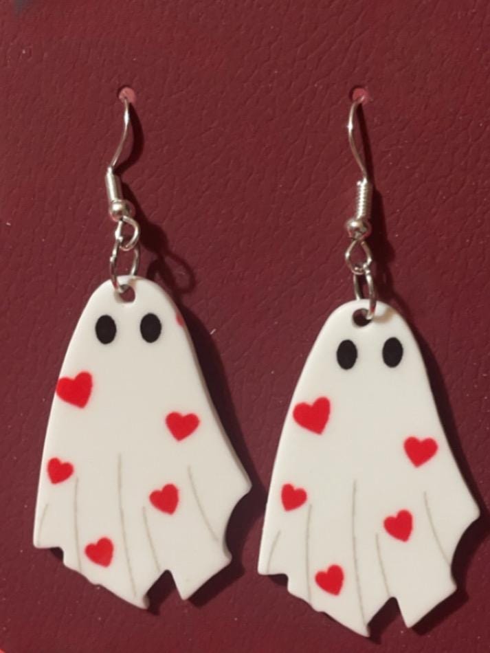 Heart / Love Ghost Drop Earrings