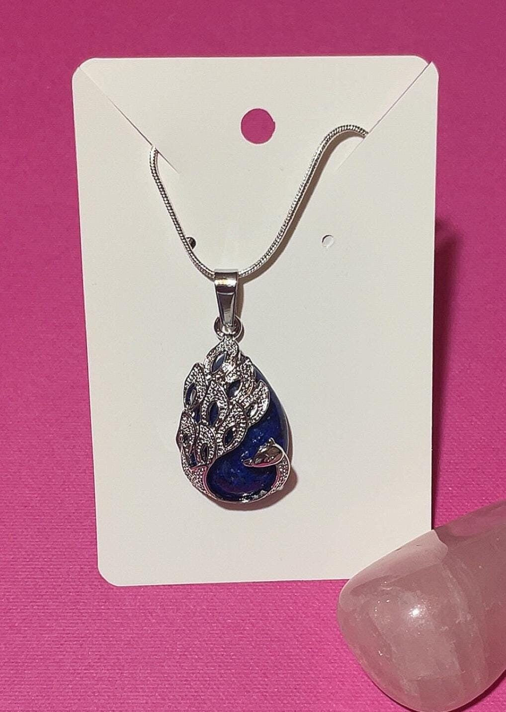Azurite Peacock Pendant Necklace