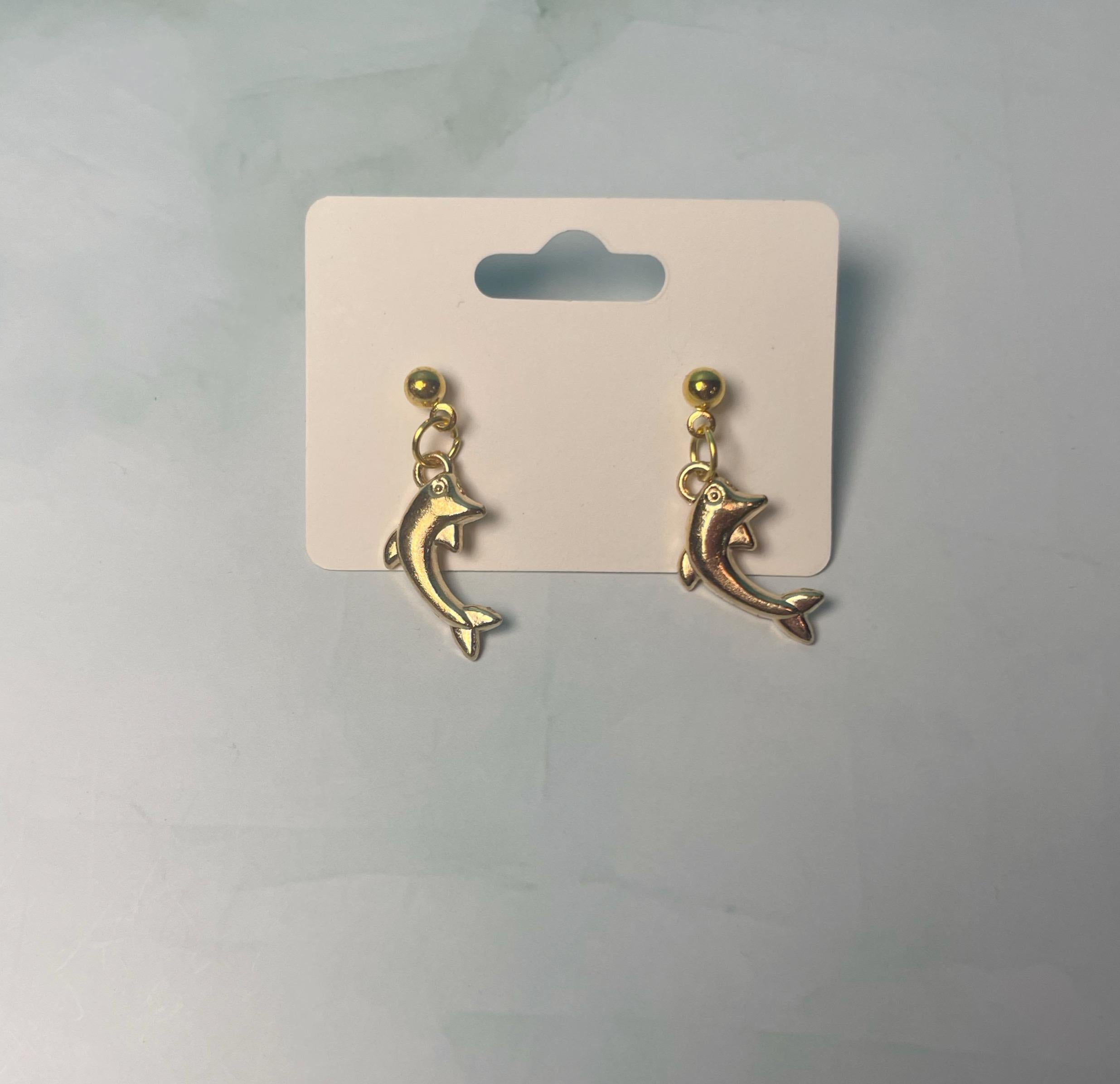 Gold Dolphin Stud Earrings