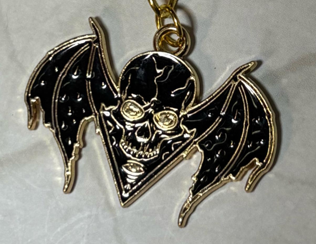 Black and Gold Gothic Bat Keychain